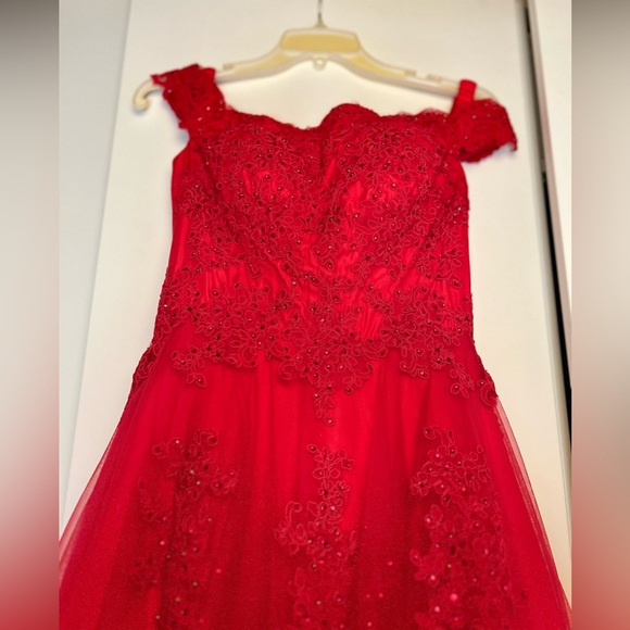 I am selling my long red prom dress. I only worn it once - Picture 2 of 10